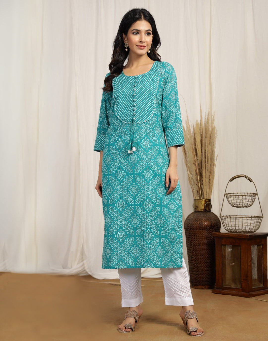Printed Cotton Kurti with Yoke Detail