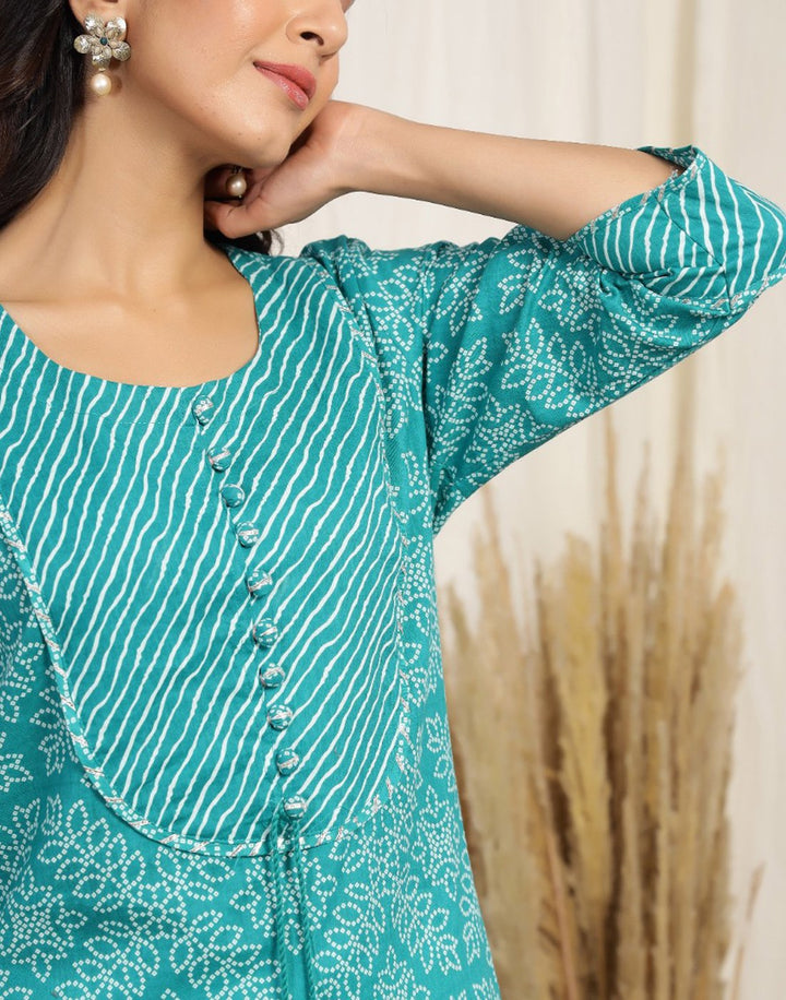 Printed Cotton Kurti with Yoke Detail