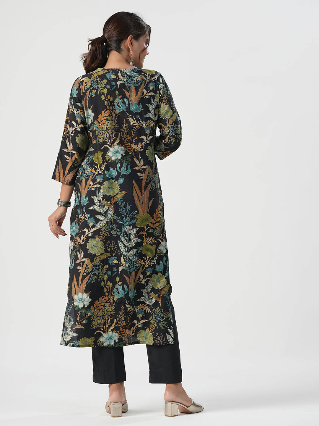 Floral Printed Cotton Kurta With Pants
