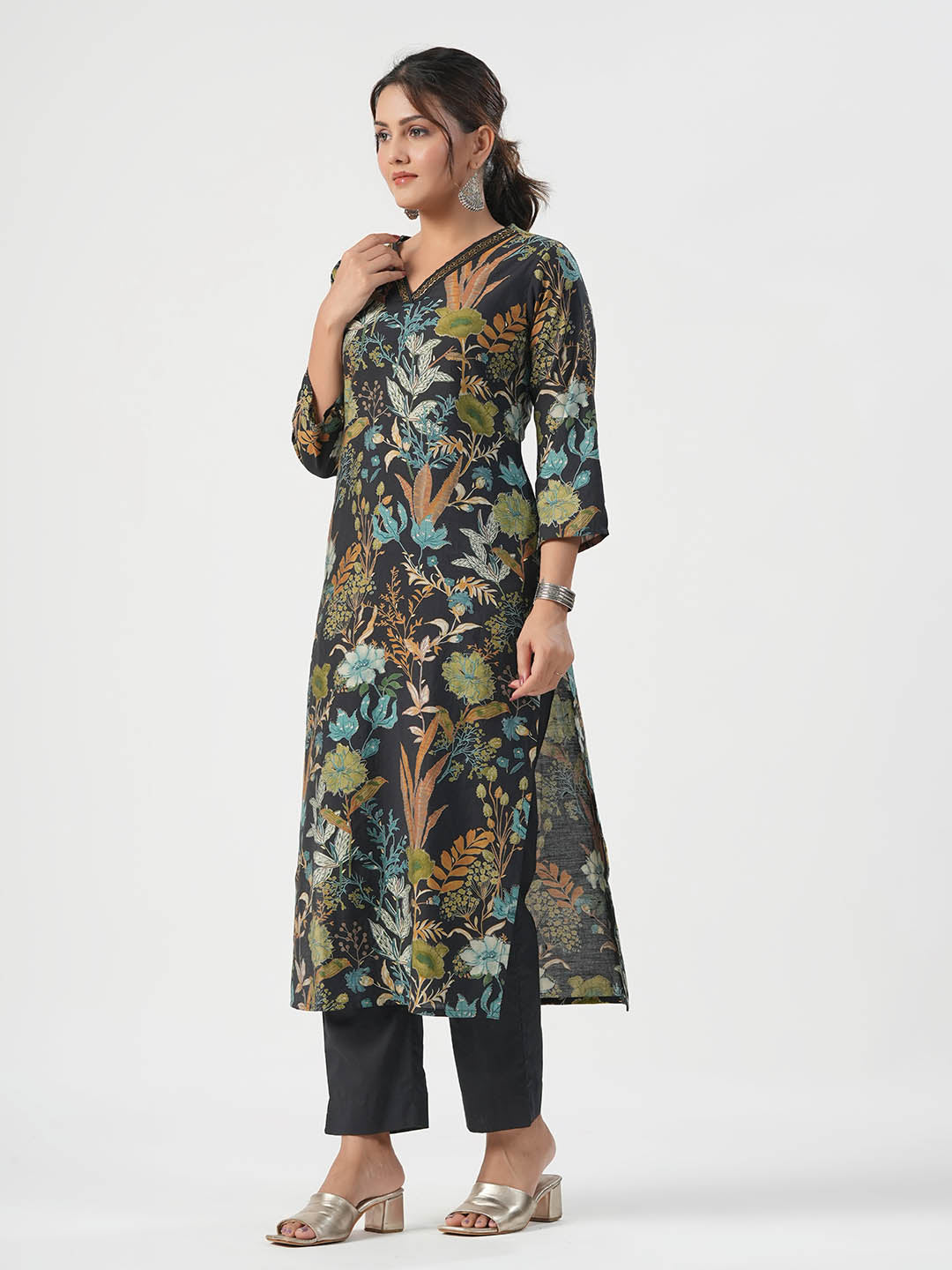 Floral Printed Cotton Kurta With Pants