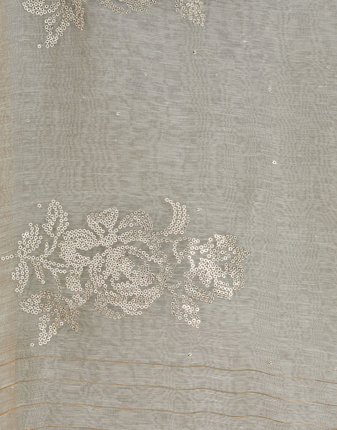 MBZ Meena Bazaar-Cotton Linen Saree With Embroidery