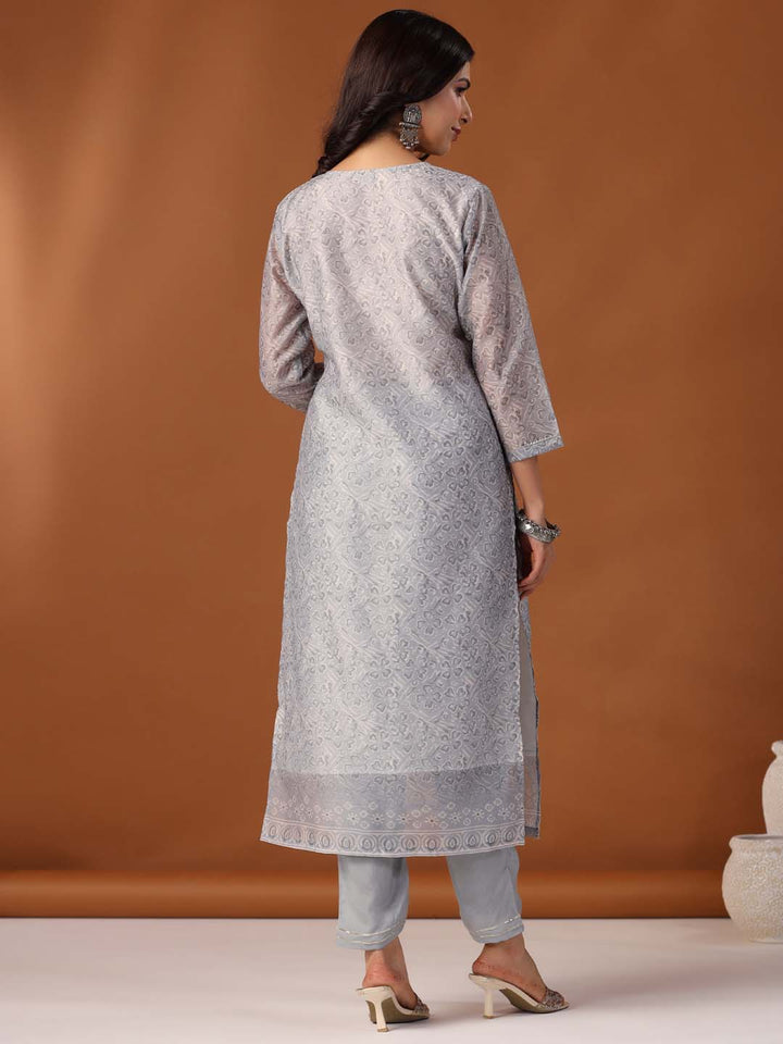 Printed Cotton Kurta With Pants &amp; Dupatta