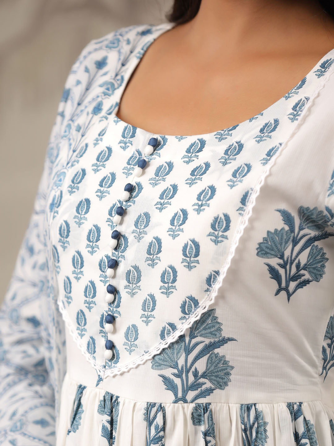 Floral Printed Cotton Kurta With Pants &amp; Dupatta