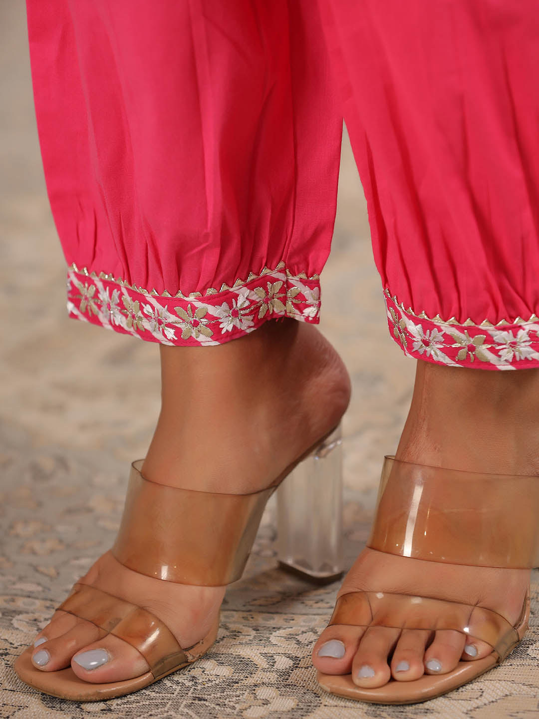 Leheriya Printed Cotton Kurta With Pants
