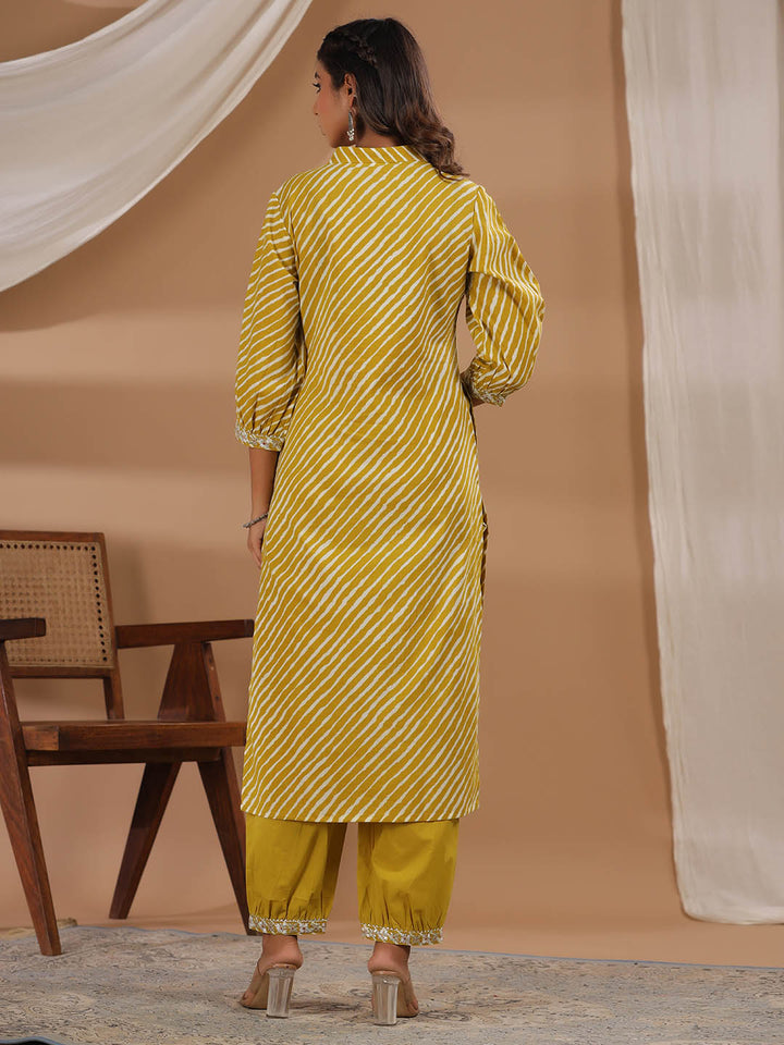 Leheriya Printed Cotton Kurta With Pants