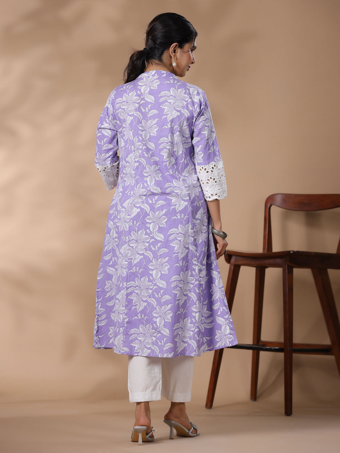 Floral Printed Cotton Kurta With Pants