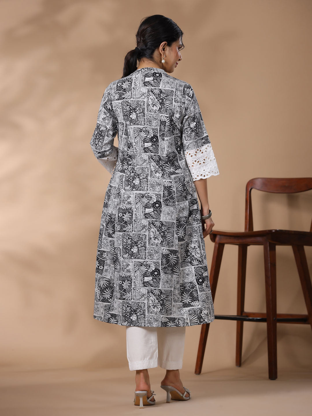Floral Block Printed Cotton Kurta With Pants