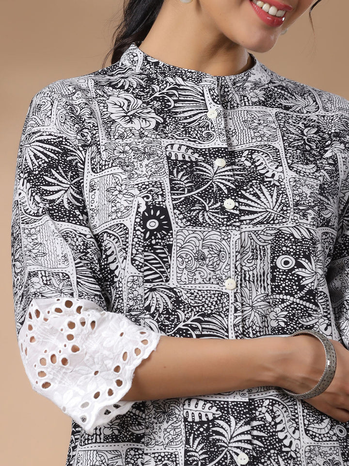 Floral Block Printed Cotton Kurta With Pants