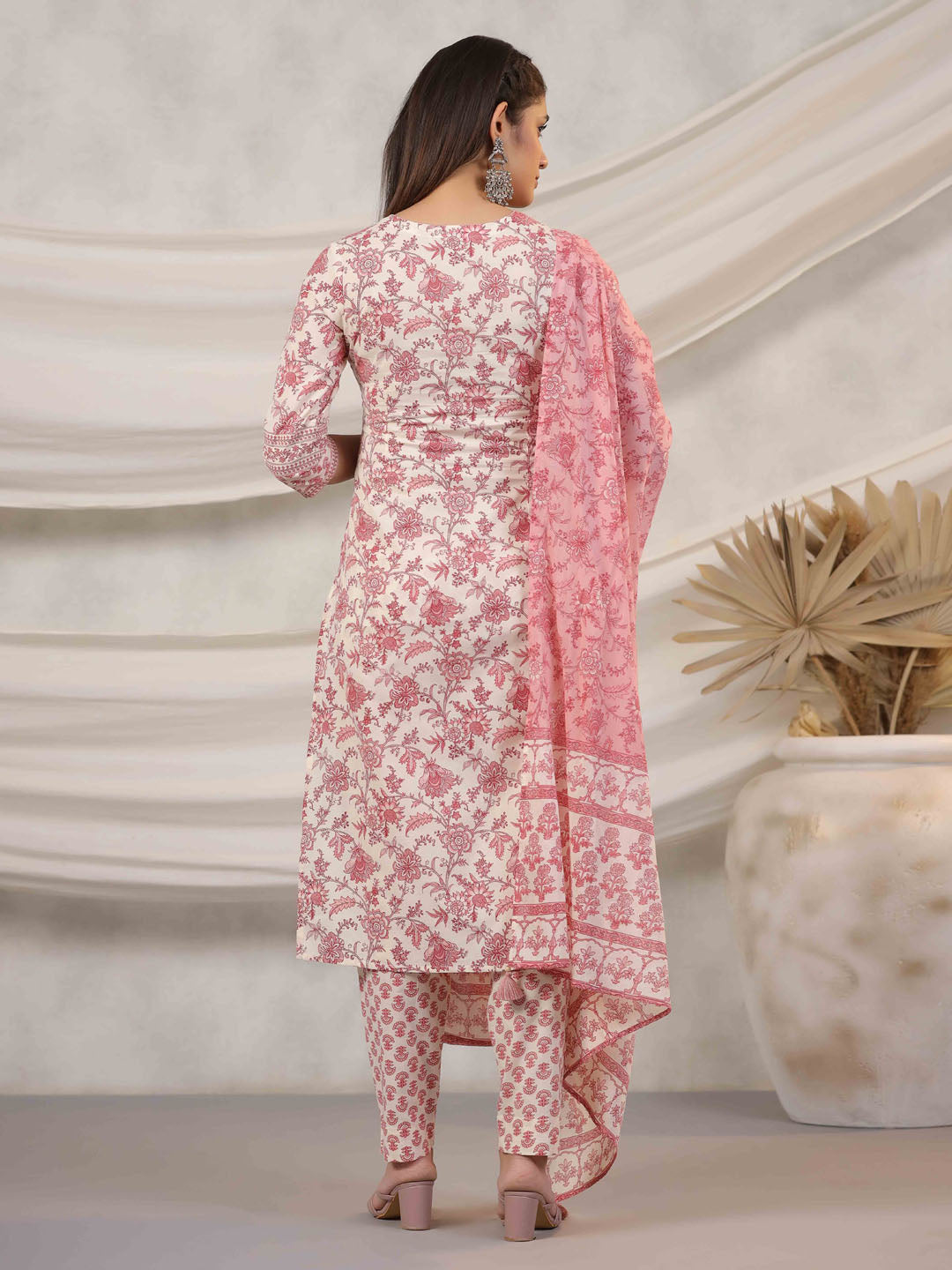 Floral Printed Kurta With Pants &amp; Dupatta