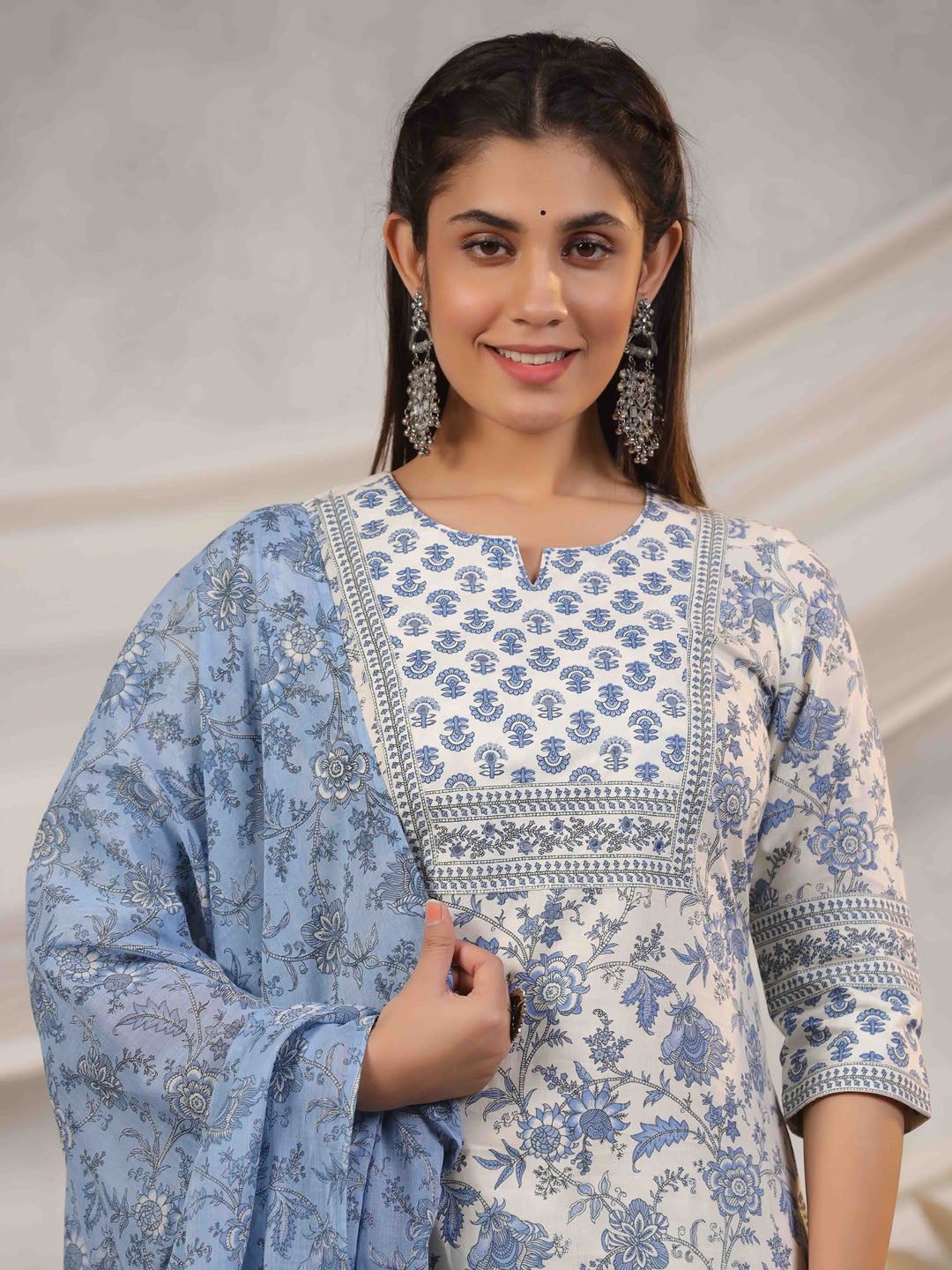 Floral Printed Kurta With Pants &amp; Dupatta