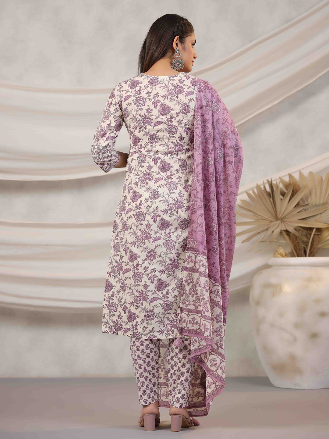 Floral Printed Kurta With Pants &amp; Dupatta