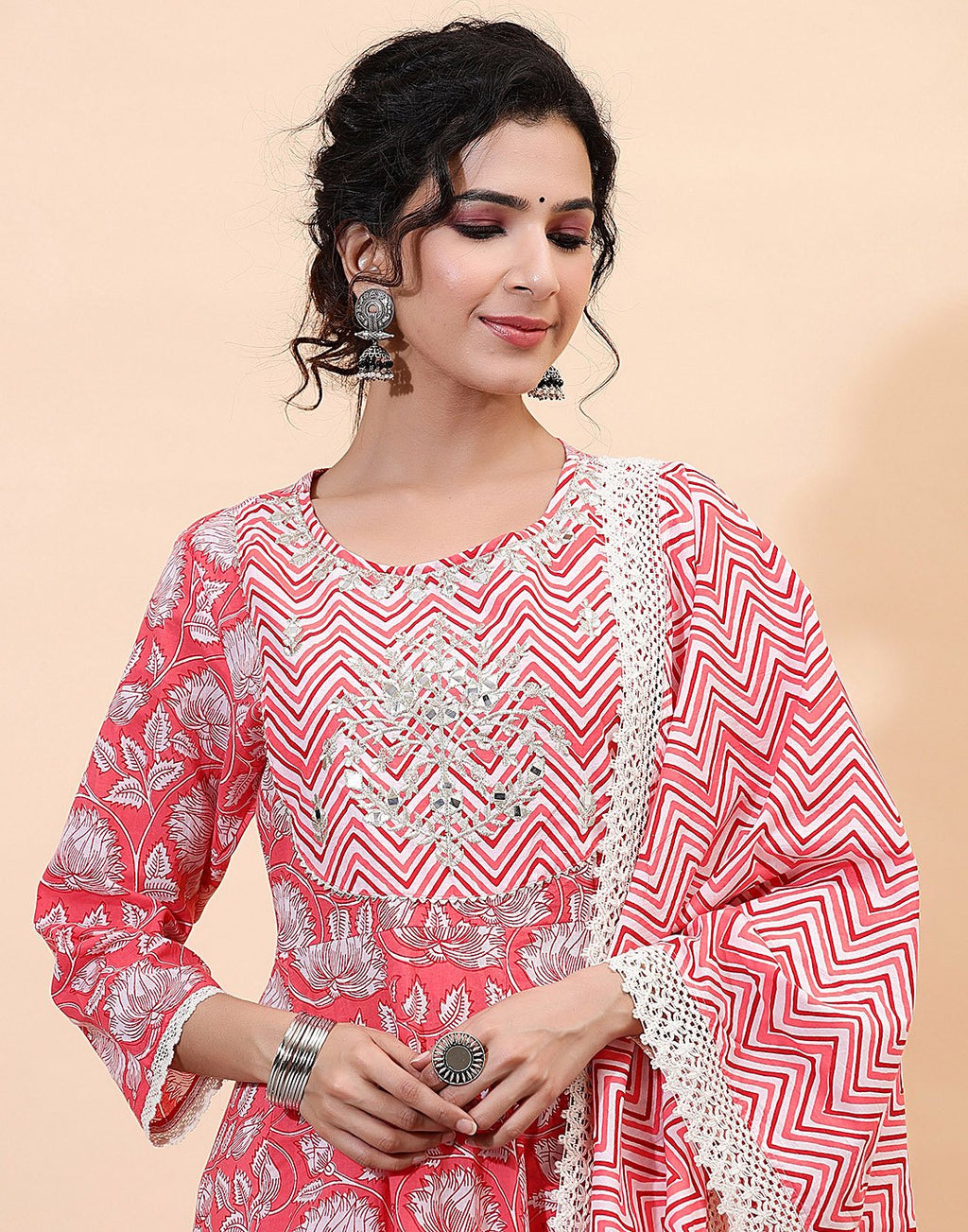 Pink Cotton Salwar Kameez Stitched Suit