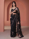 Black Tissue Embroidered Saree