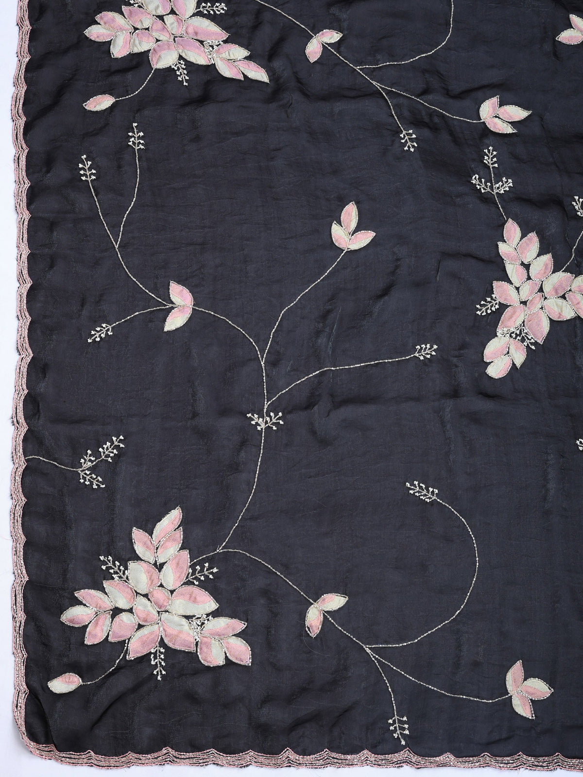 Black Tissue Embroidered Saree