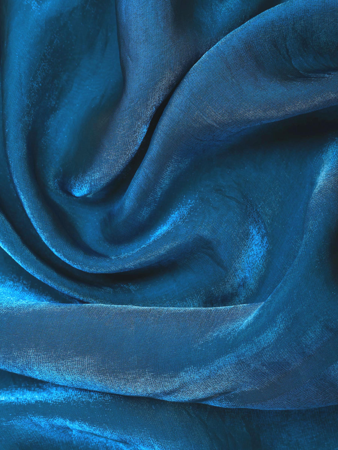 Teal-Blue Tissue Embroidered Saree