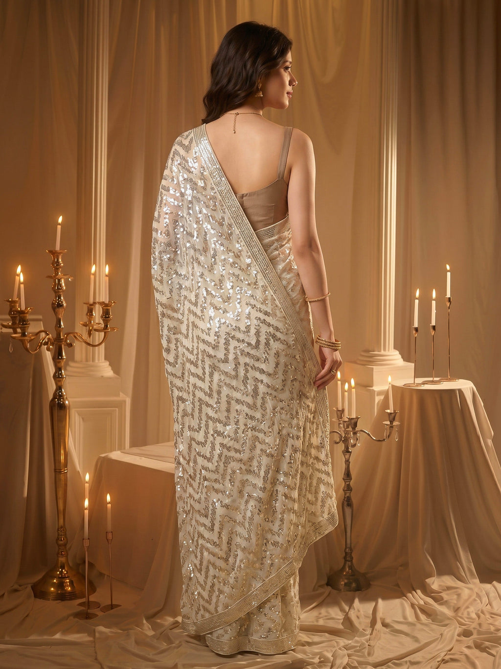 Sequin Embroidered Georgette Saree