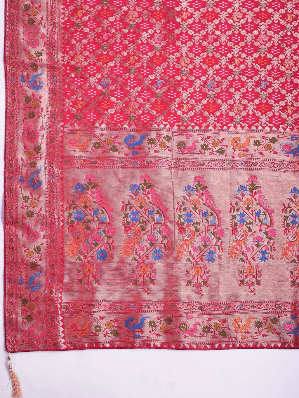 Rani Satin Woven Saree