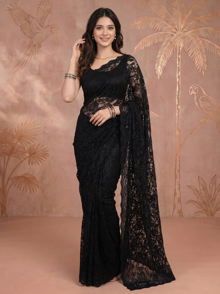 Black Lace Embroidered Saree