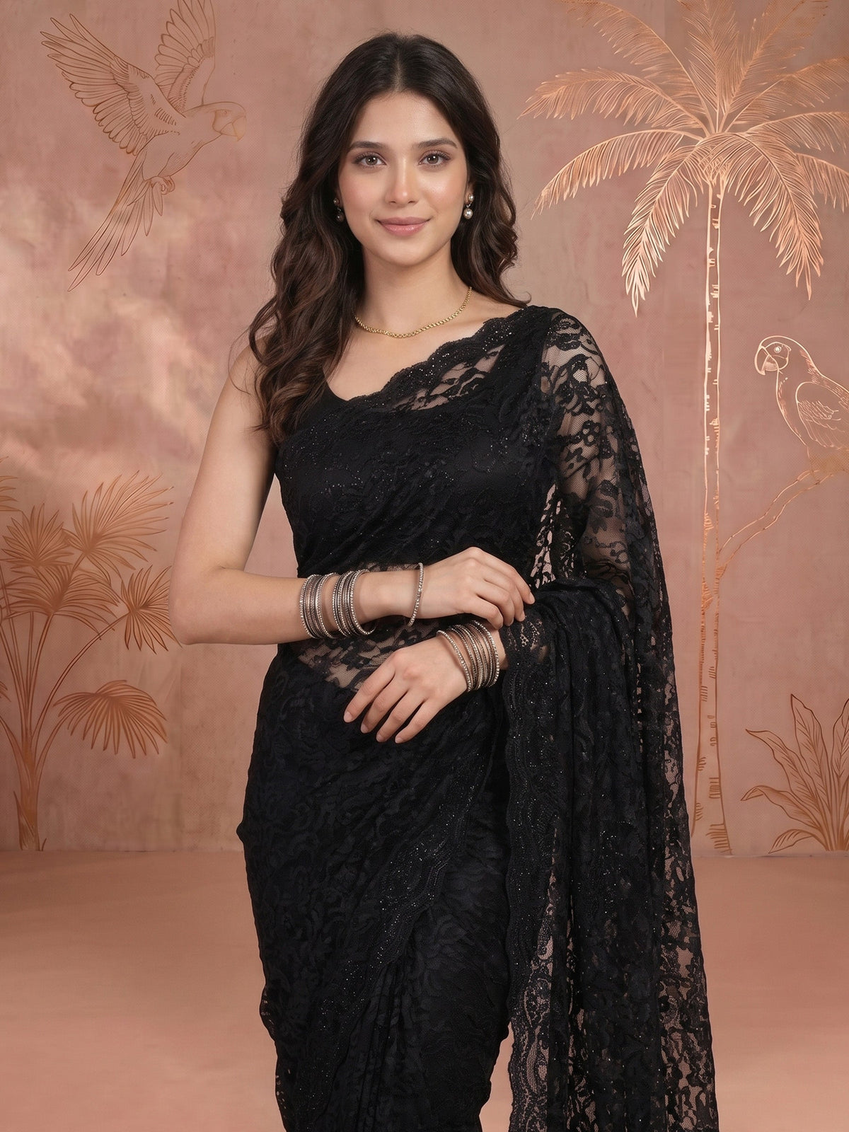Black Lace Embroidered Saree