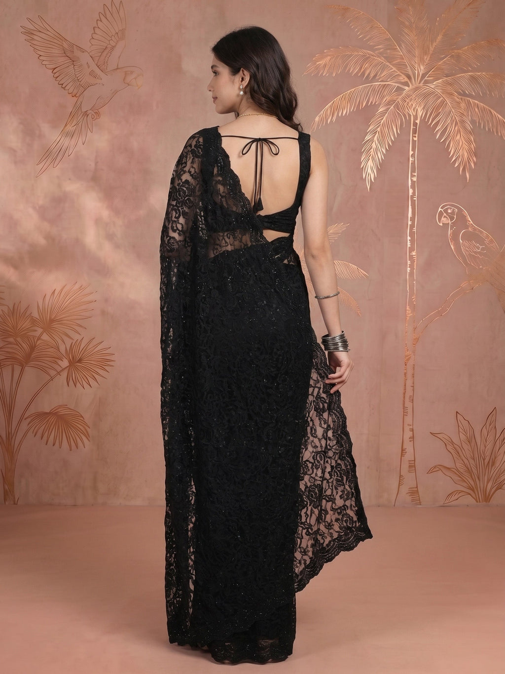 Black Lace Embroidered Saree