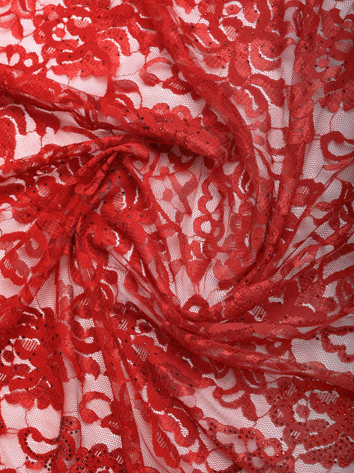 Maroon Lace Embroidered Saree
