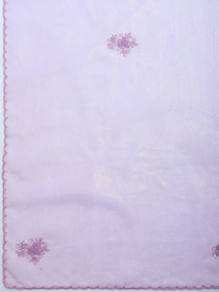 Lavender Embroidered Organza Saree