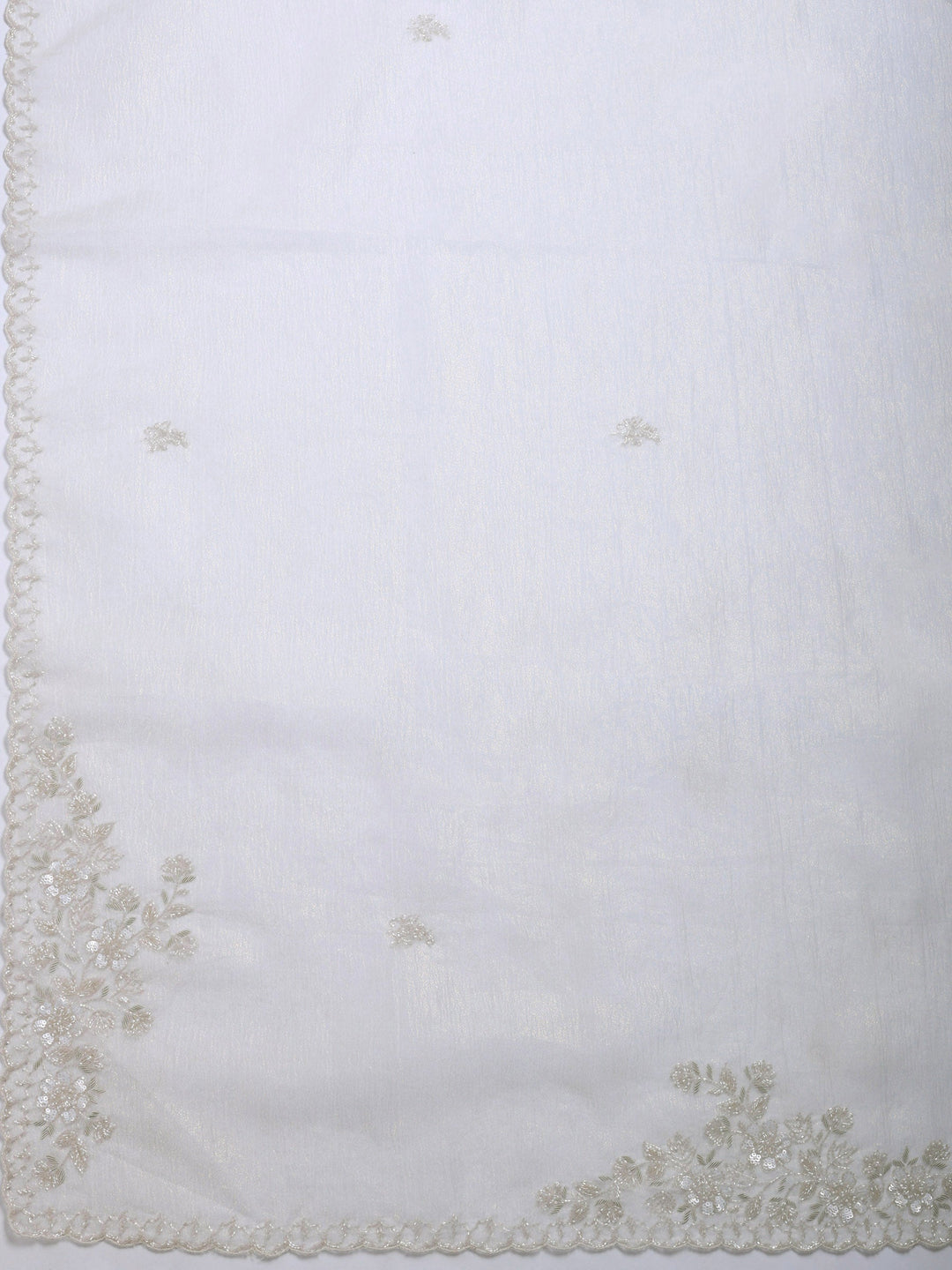 Cream Embroidered Organza Saree
