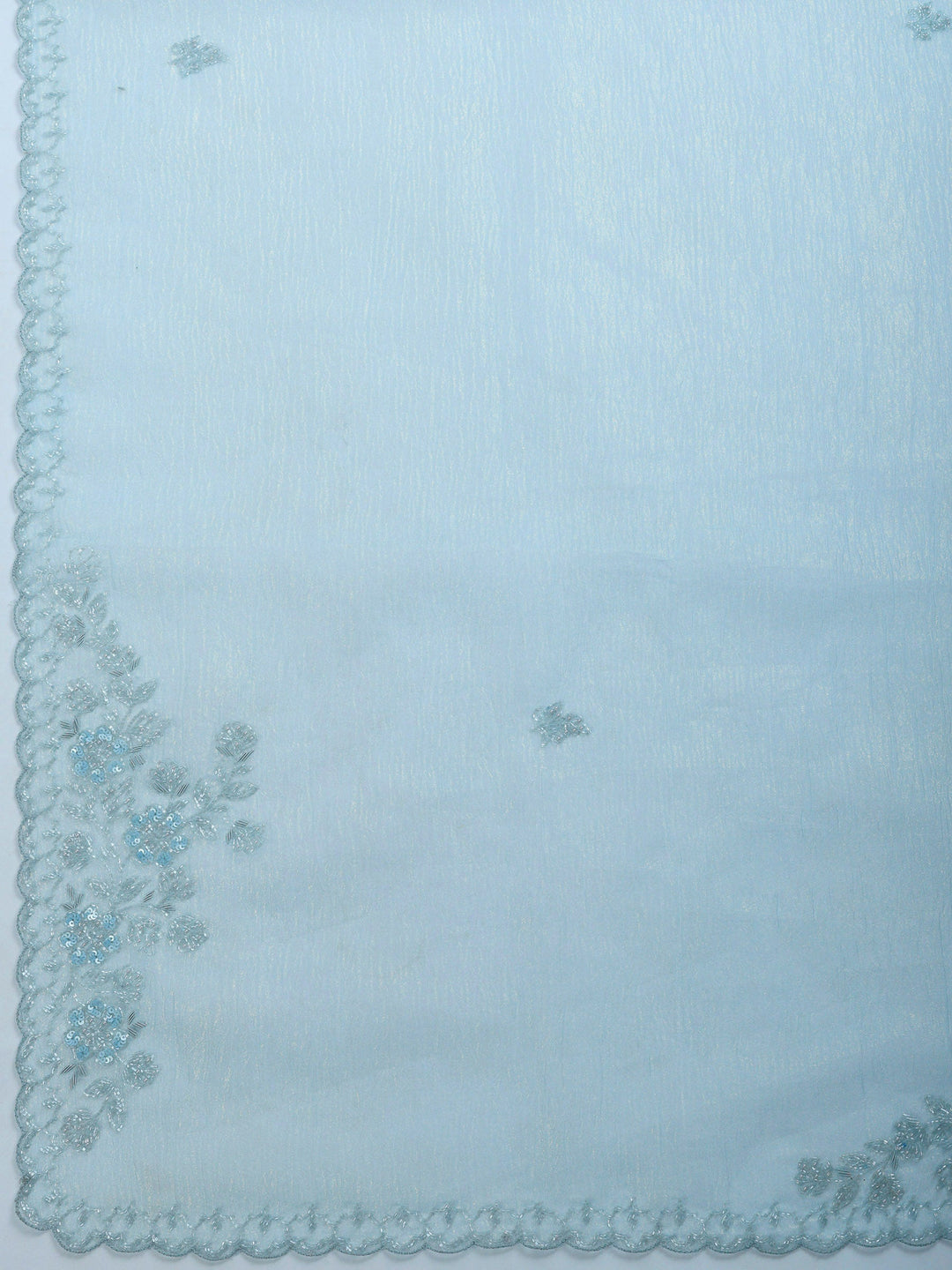 Sky Blue Embroidered Organza Saree