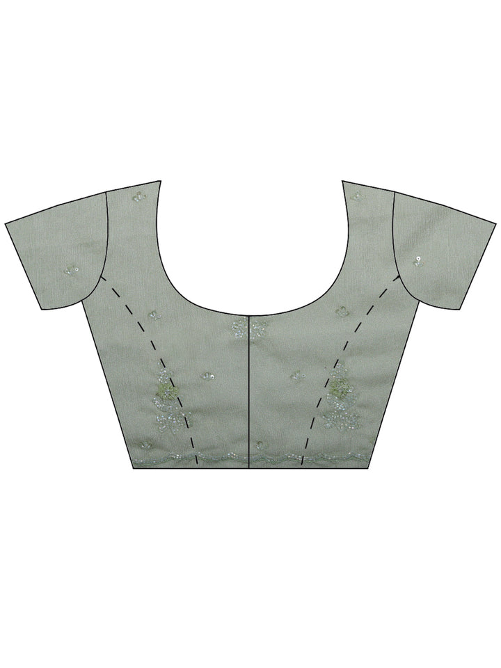 Dusty Green Embroidered Organza Saree