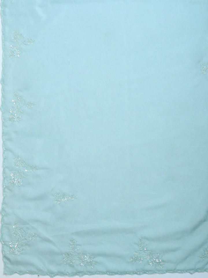 Sky Blue Embroidered Organza Saree
