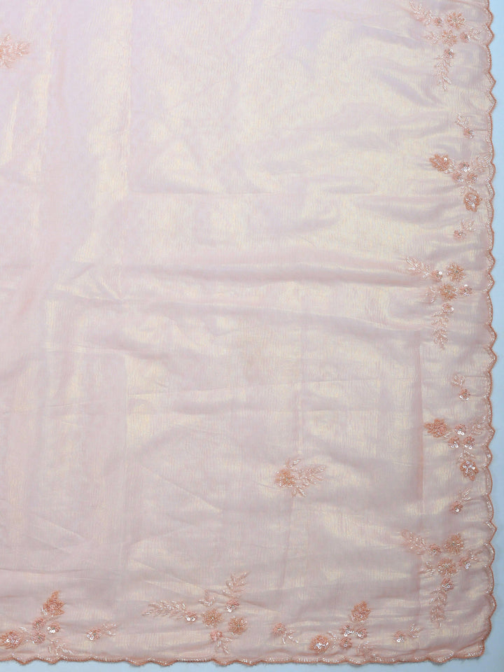 Pink Embroidered Tissue Saree