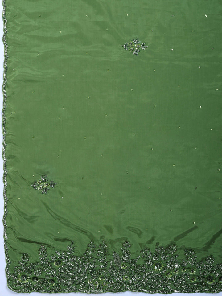 Green Embroidered Organza Saree