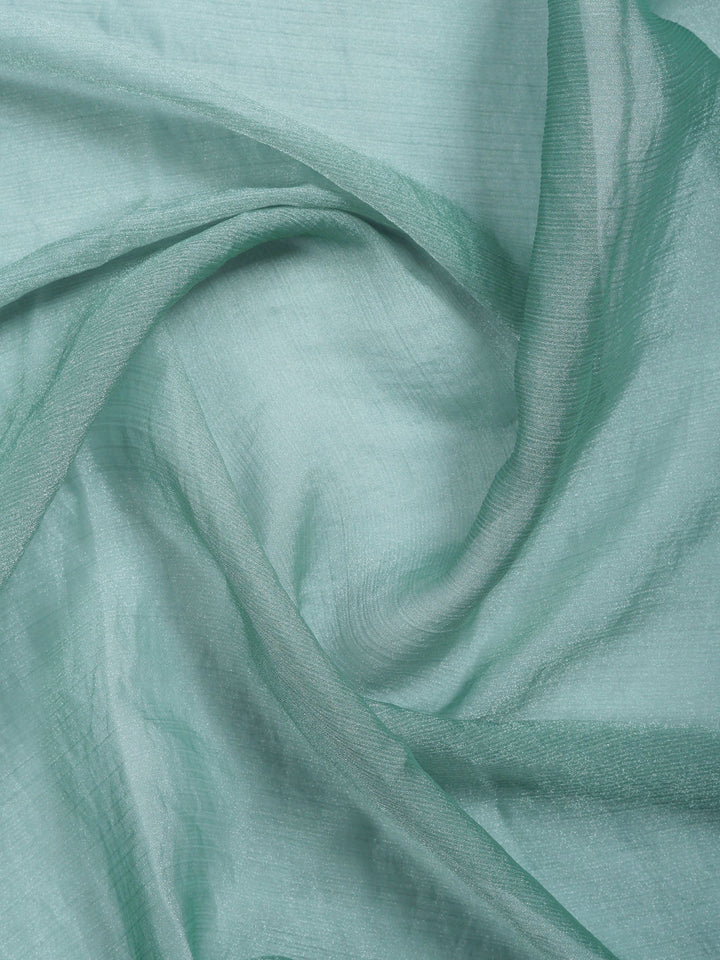 Aqua Green Embroidered Chiffon Saree