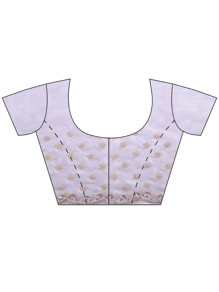 Lavender Embroidered Tissue Saree