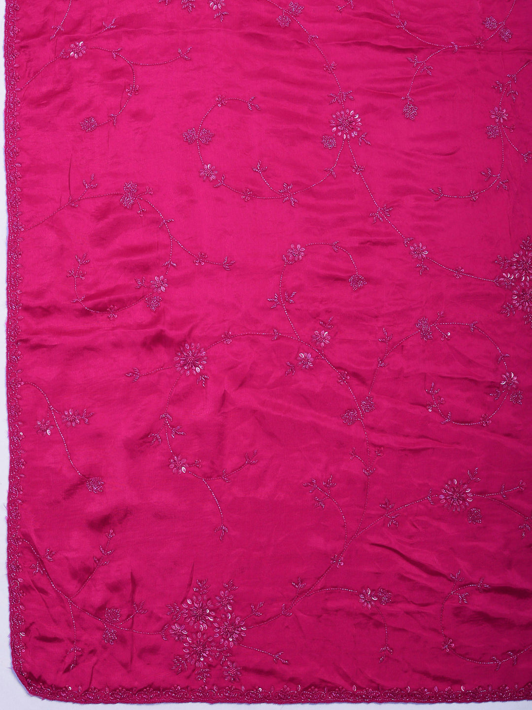 Rani Embroidered Satin Saree