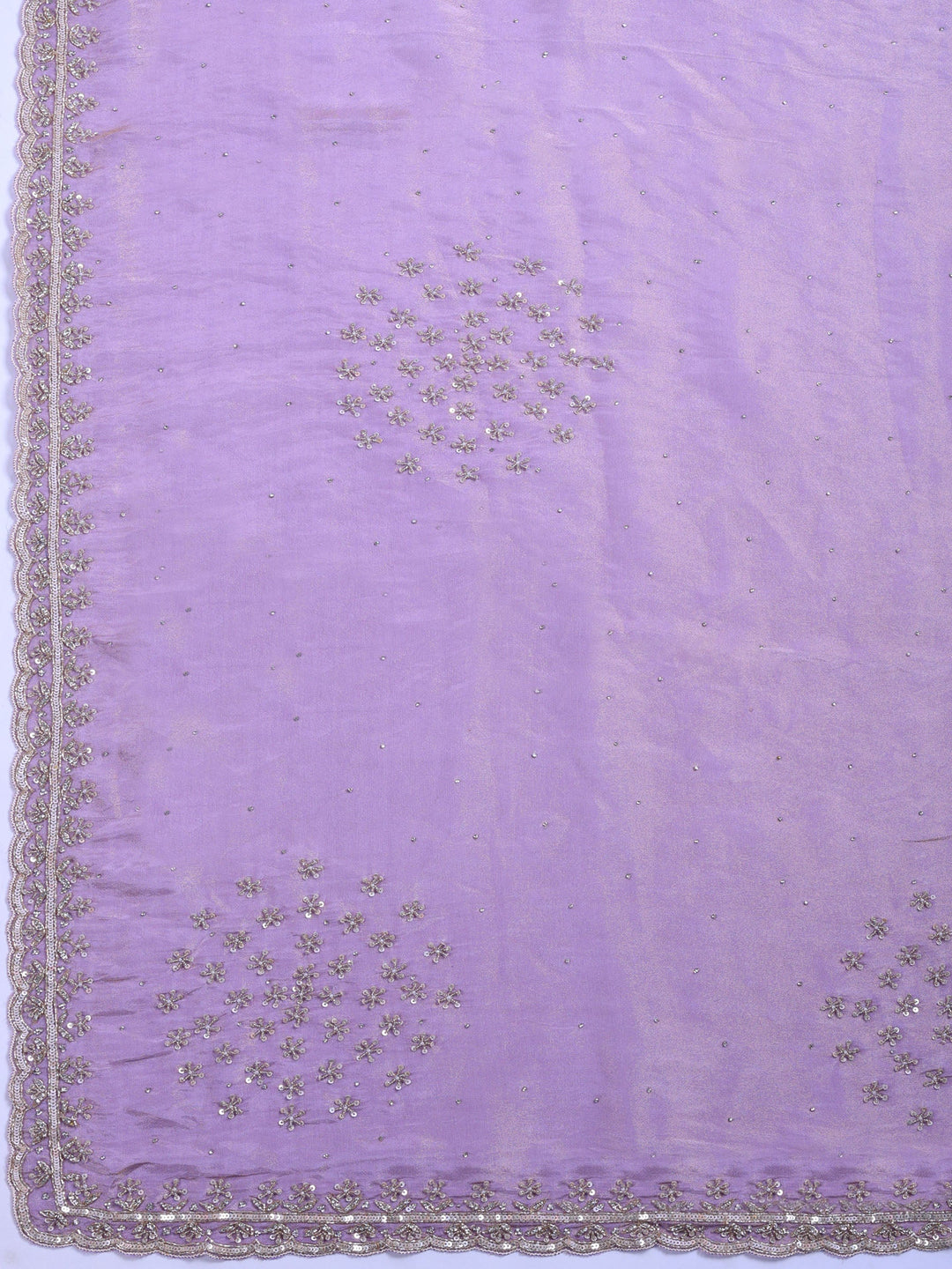Lavender Embroidered Tissue Saree