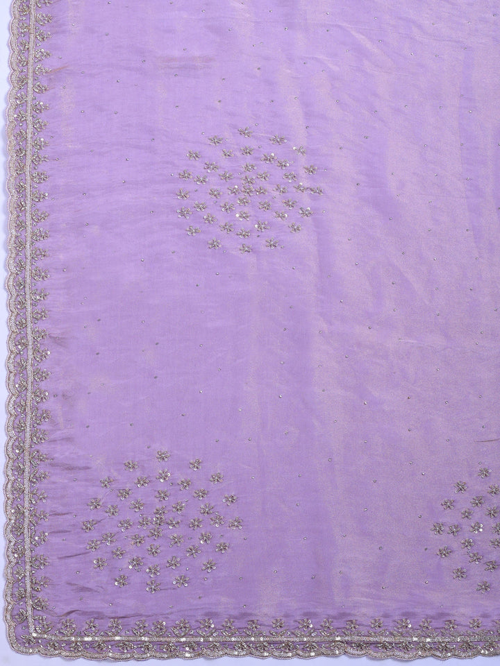 Lavender Embroidered Tissue Saree