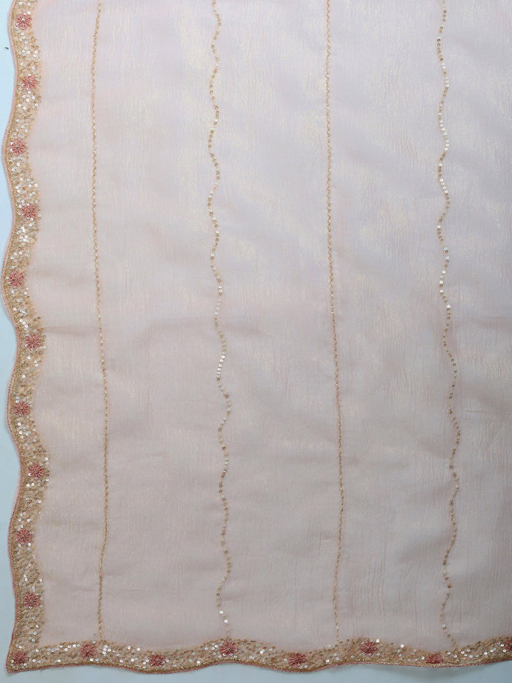 Peach Embroidered Organza Saree