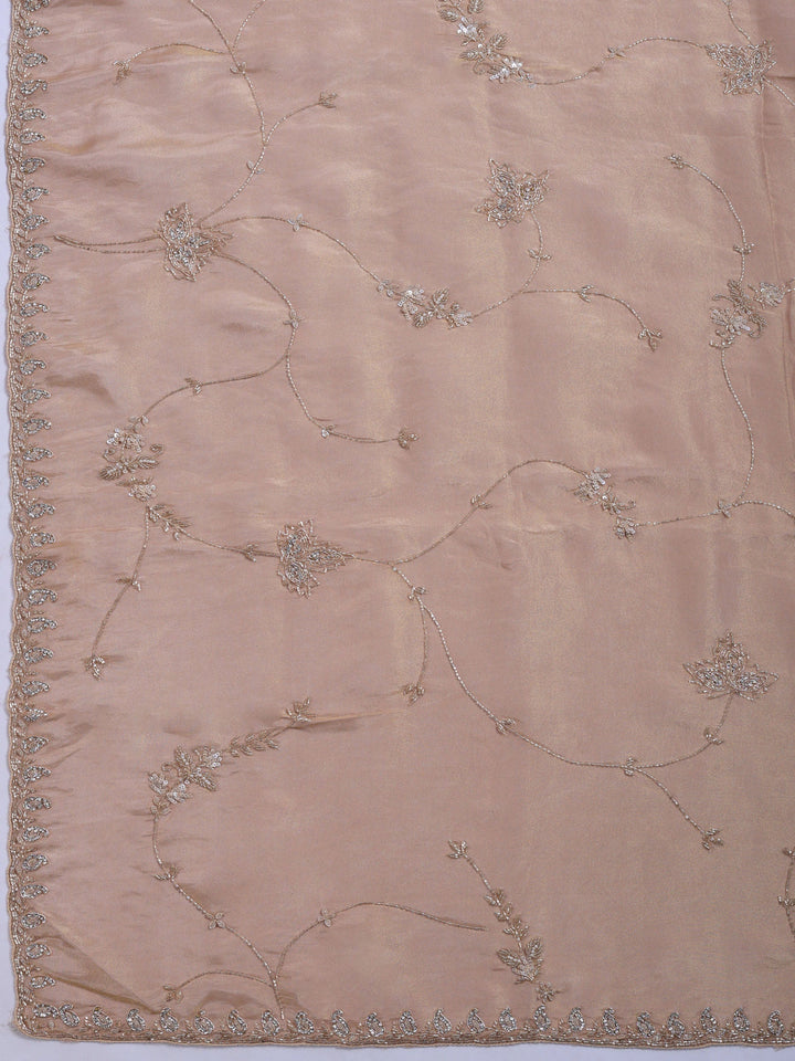 Beige Embroidered Tissue Saree