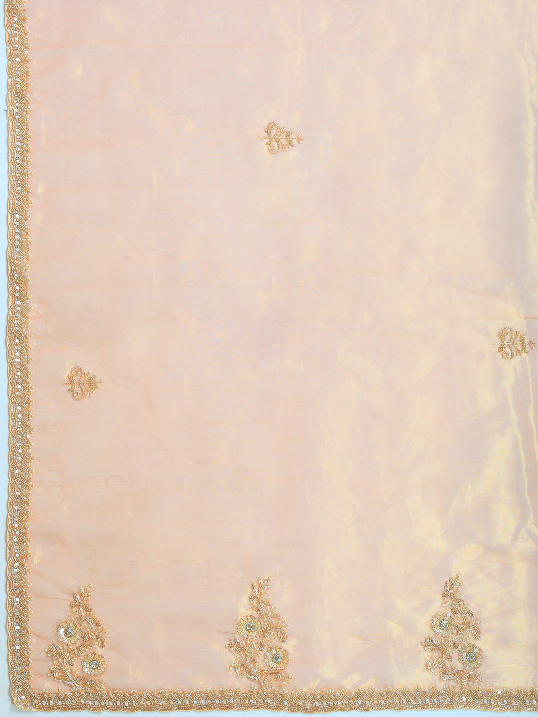 Dusty Pink Embroidered Tissue Saree