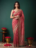 Rani Banarsi Embroidered Saree