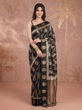 Black Tussar Printed Saree