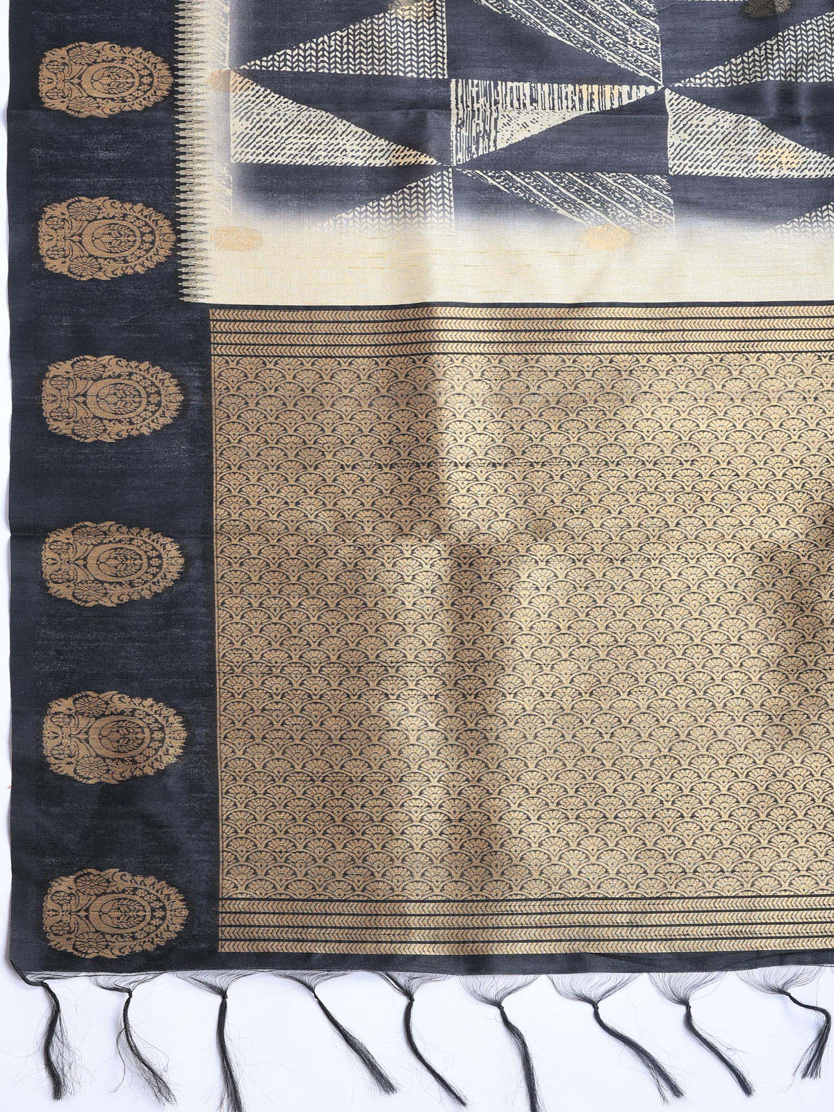 Black Tussar Printed Saree