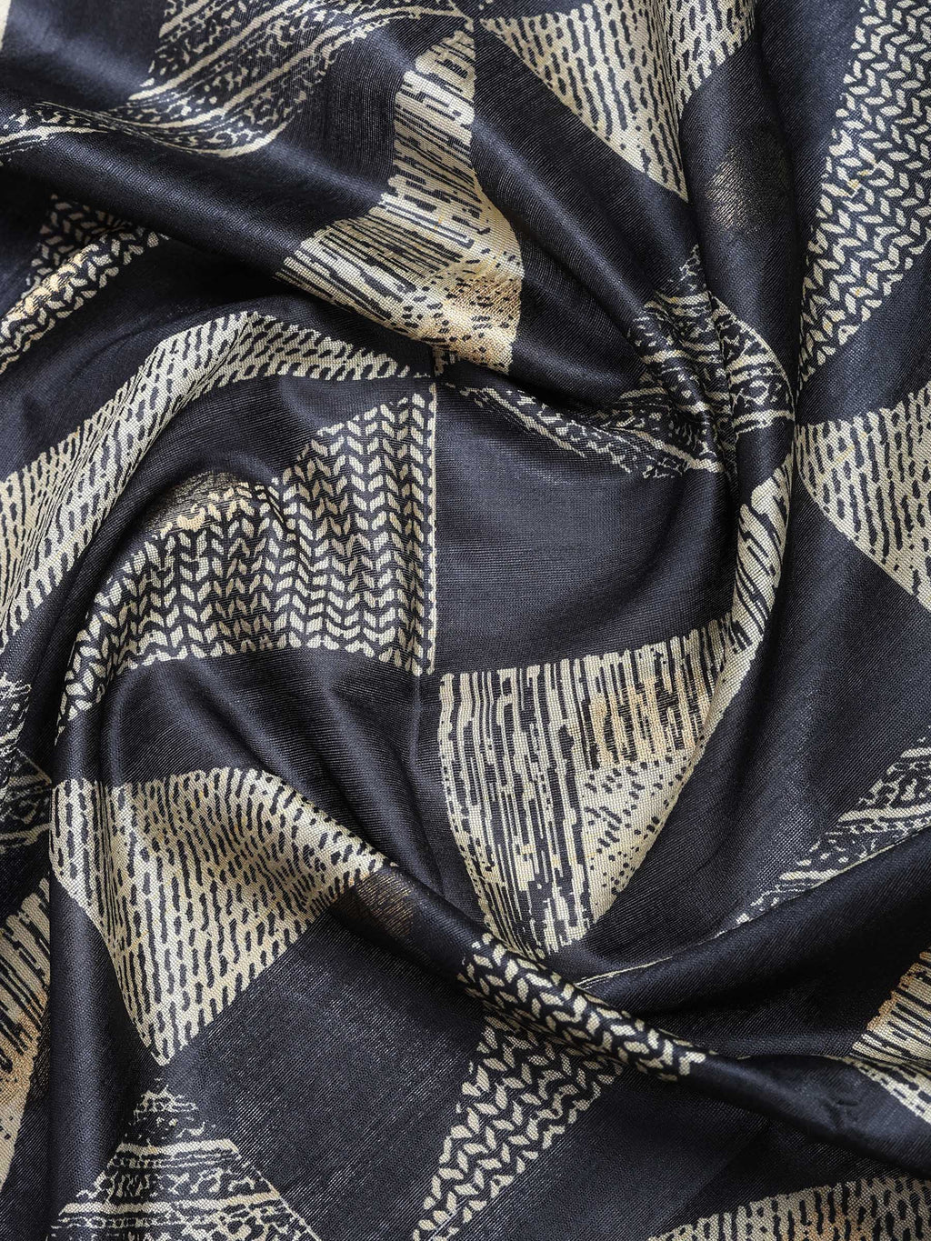 Black Tussar Printed Saree