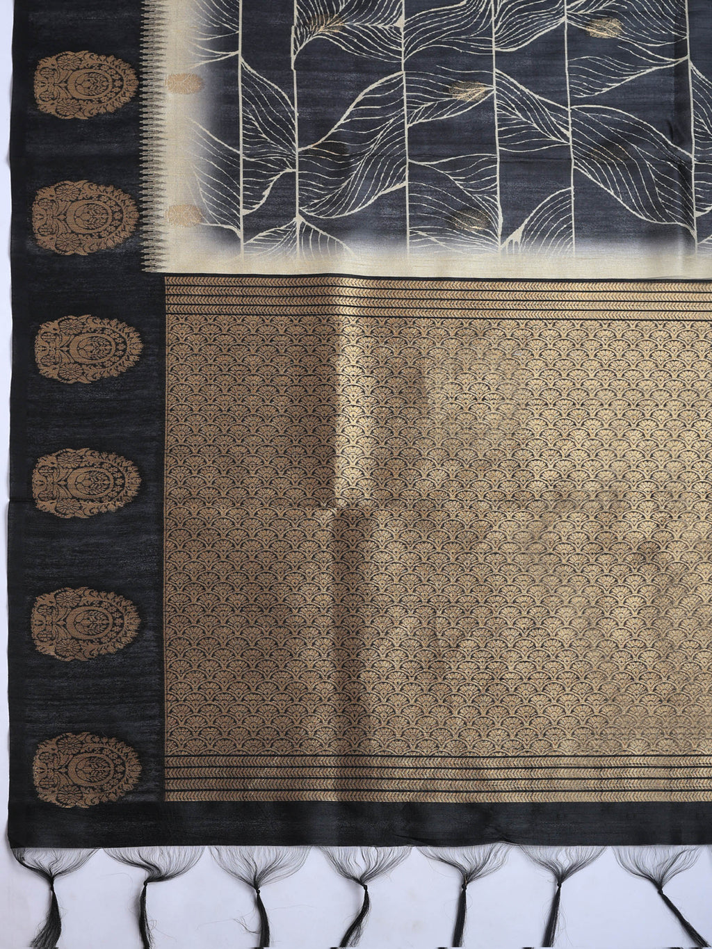 Black Tussar Printed Saree