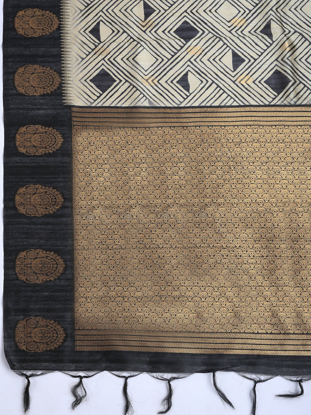 Black Tussar Printed Saree