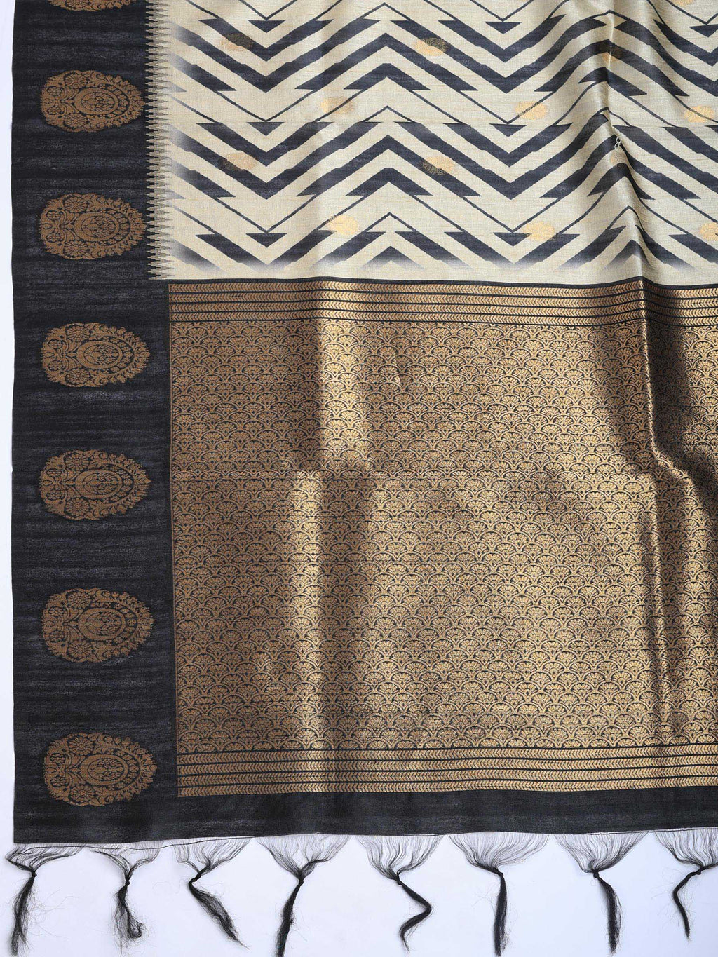 Black Tussar Printed Saree
