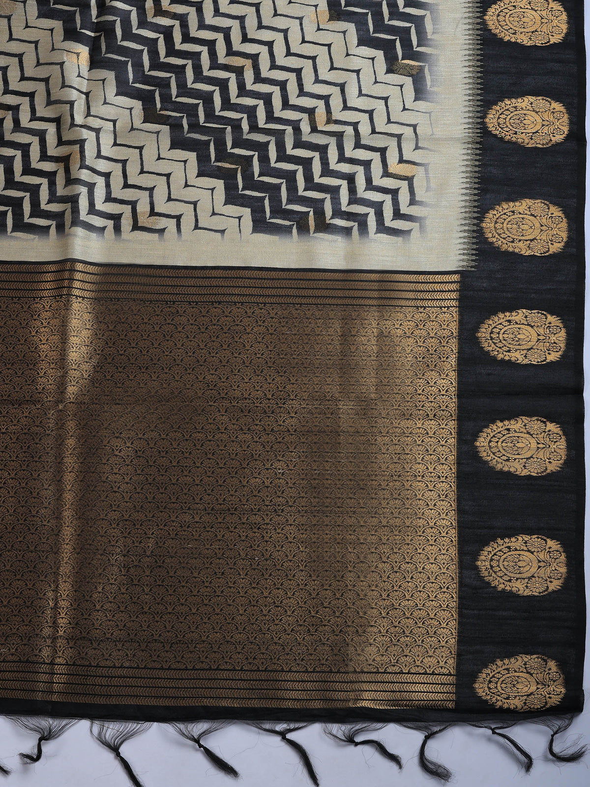 Black Tussar Printed Saree