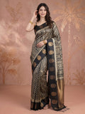 Black Tussar Printed Saree