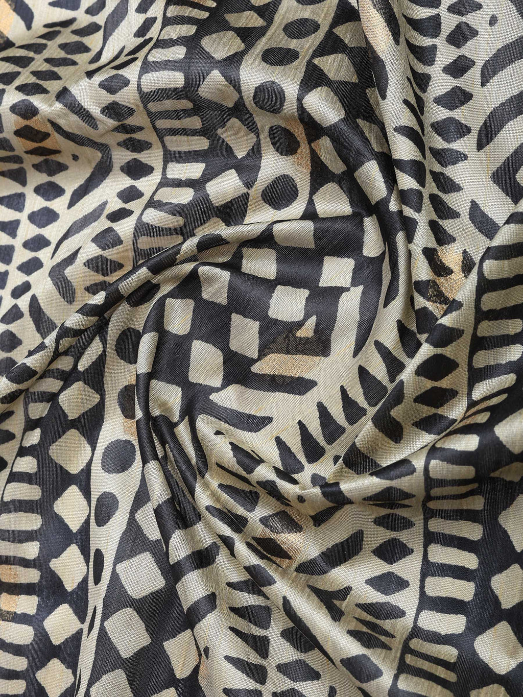 Black Tussar Printed Saree